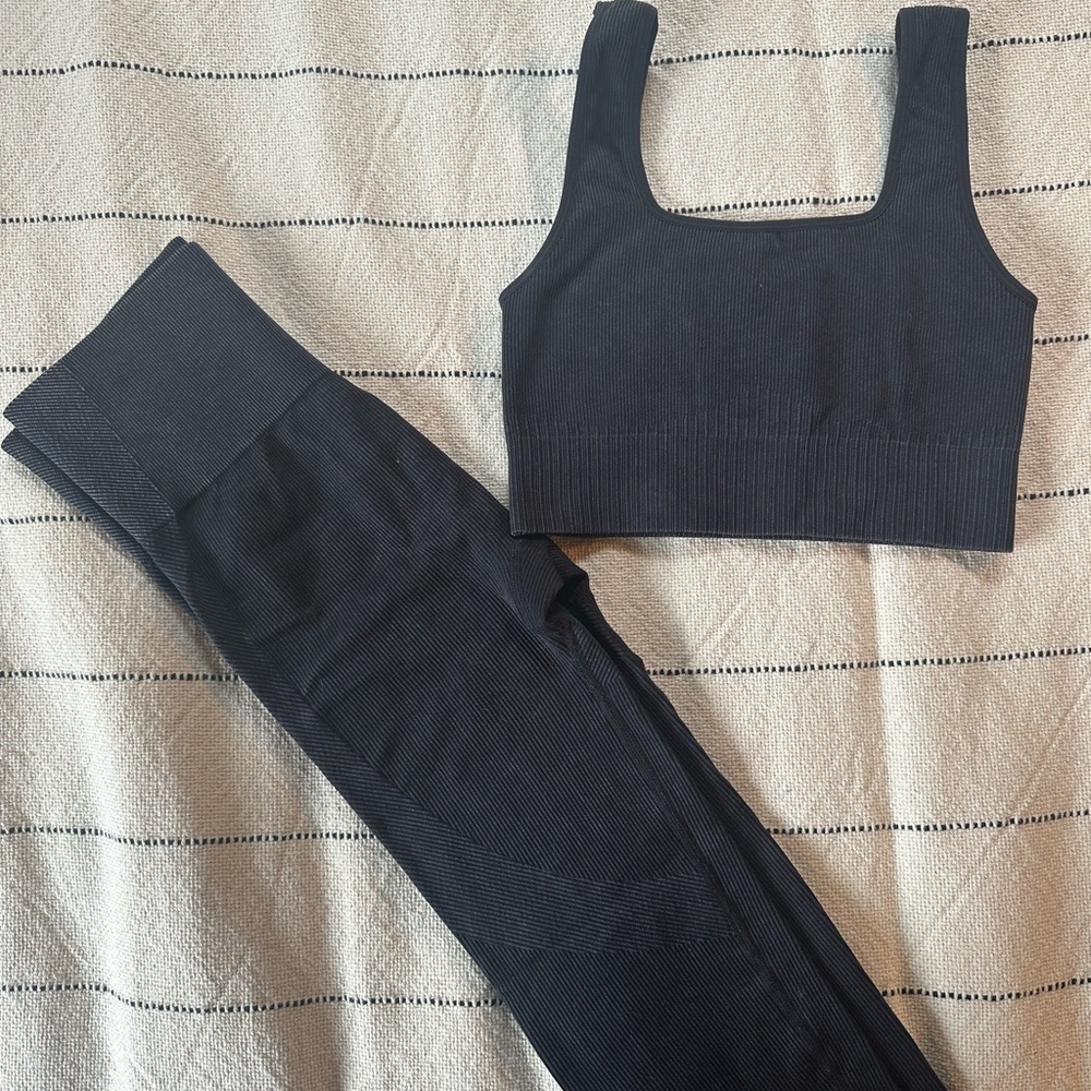 Target JoyLab Ribbed Sports Bra and Leggings Set in Black